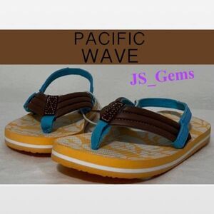 New Pacific Wave Kid Flip Flops Toddler Boys Large 11 12 Sandal Shoes